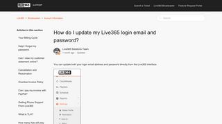 How do I update my Live365 login email and password? – Live365