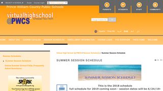 Summer Session Schedule - Virtual High School @ PWCS