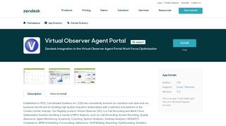 Virtual Observer Agent Portal App Integration with Zendesk Support