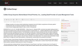 CoStar Group Acquires Atlanta-Based Virtual Premise, Inc., Leading ...