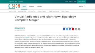 Virtual Radiologic and NightHawk Radiology Complete Merger