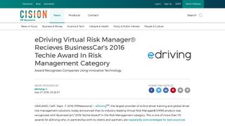 eDriving Virtual Risk Manager® Recieves BusinessCar's 2016 Techie ...