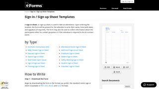 Free Sign in / Sign up Sheet Templates - PDF | Word | eForms – Free ...