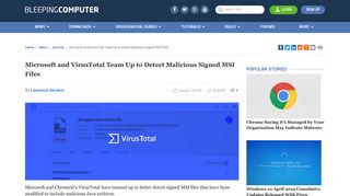 Microsoft and VirusTotal Team Up to Detect Malicious Signed MSI Files