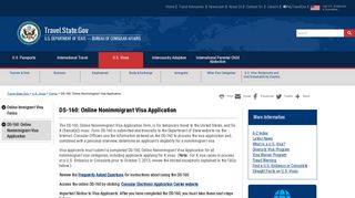 DS-160: Online Nonimmigrant Visa Application
