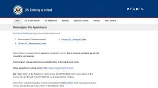 Nonimmigrant Visa Appointments | U.S. Embassy in Ireland