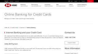 Online Banking | Credit Card Features - HSBC IN - HSBC India