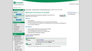 Statement of account on AccèsD - Visa Desjardins credit cards