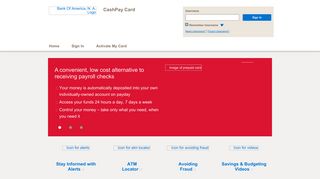 CashPay Card - Home Page - Bank of America