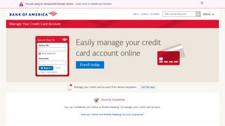 Credit Card Account Management with Bank of America