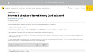 How can I check my Travel Money Card balance? - CommBank