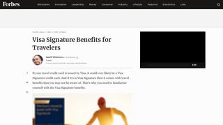 Visa Signature Benefits for Travelers - Forbes