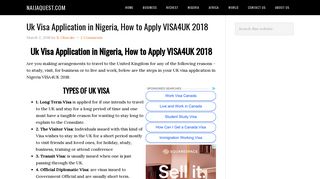 Uk Visa Application in Nigeria, How to Apply VISA4UK 2018 ...