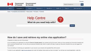 How do I save and retrieve my online visa application?