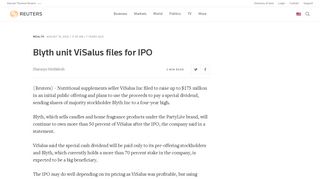 Blyth unit ViSalus files for IPO | Reuters