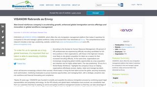 VISANOW Rebrands as Envoy | Business Wire