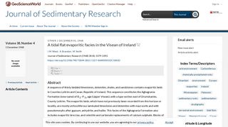 tidal flat evaporitic facies in the Visean of Ireland | Journal of ...