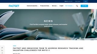 FactSet and ONEaccess Team to Address Research Tracking and ...