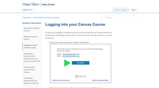 Logging into your Canvas Course – Visible Body