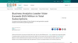 Business Analytics Leader Visier Exceeds $125 Million in Total ...