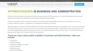 Business and administration Apprenticeships in ... - Vision Apprentices