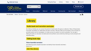 Library | Vision Australia. Blindness and low vision services