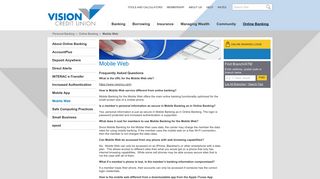 Vision Credit Union - Mobile Web