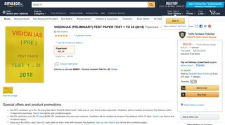 Amazon.in: Buy VISION IAS (PRLIMINARY) TEST PAPER TEST 1 TO ...