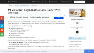 VisionNet Login: How to Access the Router Settings | RouterReset