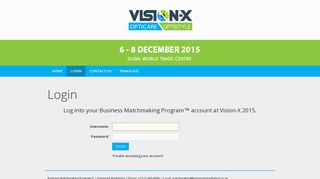 Login | Vision-X 2015 | Business Matchmaking Program™
