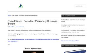 Ryan Eliason - Founder of Visionary Business School 2018 - Sayed Adel