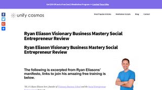 Ryan Eliason Visionary Business Mastery Social Entrepreneur Review ...