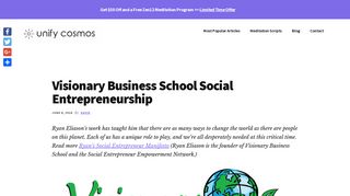 Visionary Business School Social Entrepreneurship | UnifyCosmos.com
