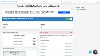 VisionNet M505N Default Router Login and Password - Clean CSS