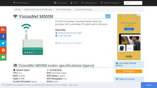 VisionNet M505N Default Password & Login, Manuals and Reset ...