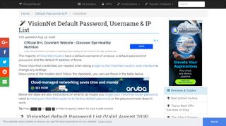 VisionNet Default Password, Login & IP List (updated August 2018 ...