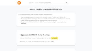192.168.1.254 - VisionNet M505N Router login and password