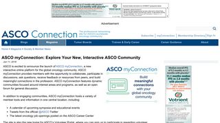 ASCO myConnection: Explore Your New, Interactive ASCO ...
