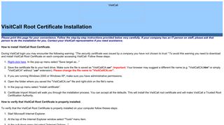 VisitCall Root Certificate Installation - Ampersand International, Inc.
