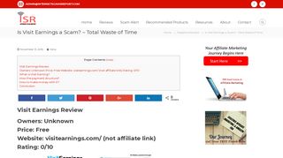 Is Visit Earnings a Scam? - Total Waste of Time - Internet Scams Report
