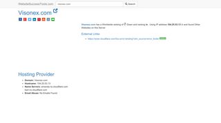 Visonex.com Error Analysis (By Tools) - WebsiteSuccessTools.com