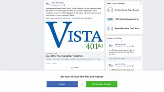 Vista 401k Plan - Employees of Miami-Dade County Public... | Facebook