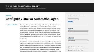 Configure Vista For Automatic Logon - The LockerGnome Daily Report