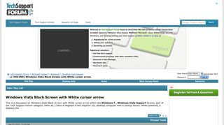 [SOLVED] Windows Vista Black Screen with White cursor arrow - Tech ...
