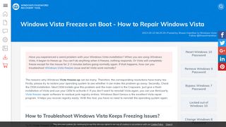 How to Repair Windows Vista when it Freezes Up after Startup