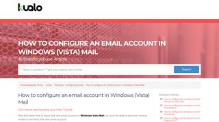 How to configure an email account in Windows (Vista) Mail - Kualo ...