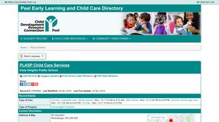 PLASP Child Care Services, Vista Heights Public School - Peel Early ...