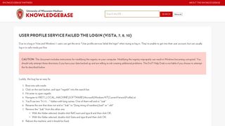 User Profile Service Failed The Login (Vista, 7, 8, 10) - Kb.wisc.edu…