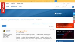 User Login problems - Lenovo Community - Lenovo Forums