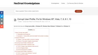 Corrupt User Profile: Fix for Windows XP, Vista, 7, 8, 8.1, 10